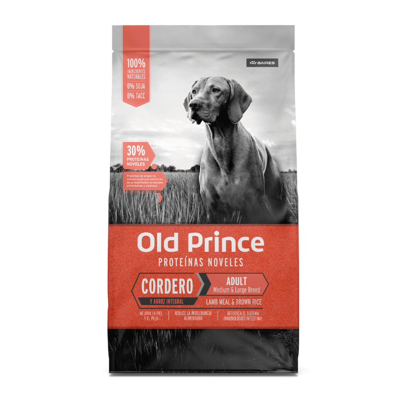 Old Prince Proteínas Noveles Perro Adulto Medianos y Grandes Cordero y Arroz Integral x 15kg