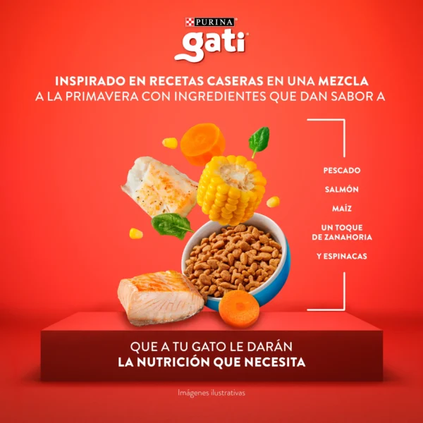 Purina Gati Gato Adulto Pescado y Salmón x 15kg - Imagen 6